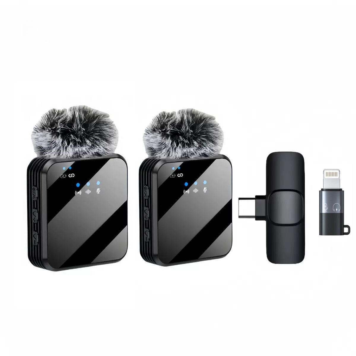 Dual Wireless Lavalier Microphone System - Professional Noise Reduction for Smartphones