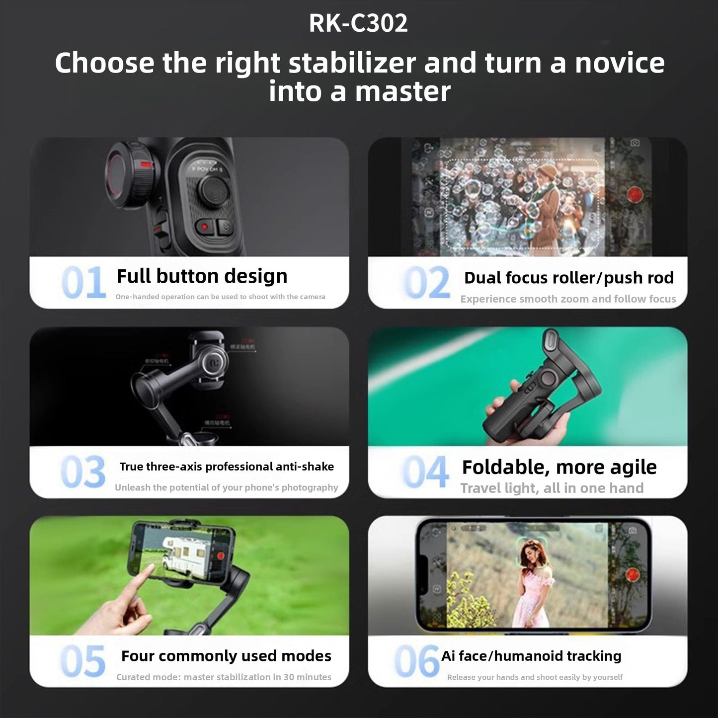 BinaryEngine? SmartX - Estabilizador Inteligente de 3 Ejes con Auto-Tracking